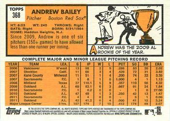 2012 Topps Heritage #368 Andrew Bailey Back