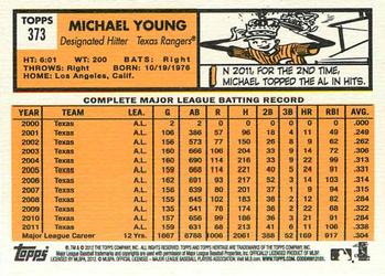 2012 Topps Heritage #373 Michael Young Back