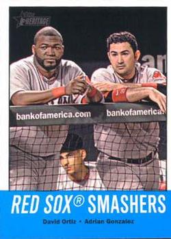 2012 Topps Heritage #18 Red Sox Smashers (David Ortiz / Adrian Gonzalez) Front