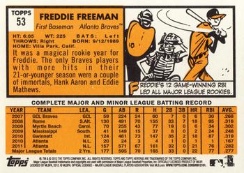 2012 Topps Heritage #53 Freddie Freeman Back