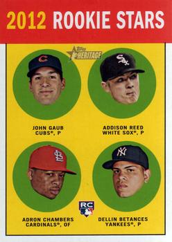 2012 Topps Heritage #54 John Gaub / Addison Reed / Adron Chambers / Dellin Betances Front