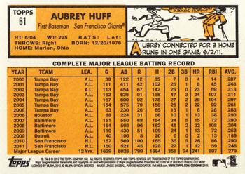 2012 Topps Heritage #61 Aubrey Huff Back
