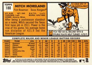 2012 Topps Heritage #180 Mitch Moreland Back