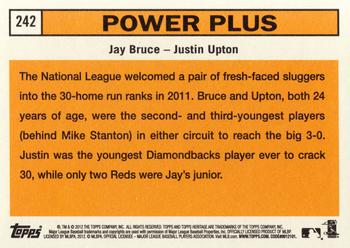 2012 Topps Heritage #242 Power Plus (Jay Bruce / Justin Upton) Back
