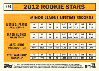 2012 Topps Heritage #274 Justin De Fratus / Jared Hughes / Alex Liddi / Kyle Waldrop Back