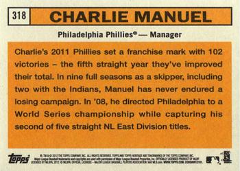2012 Topps Heritage #318 Charlie Manuel Back