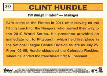 2012 Topps Heritage #393 Clint Hurdle Back