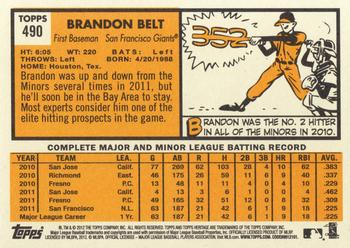 2012 Topps Heritage #490 Brandon Belt  Back