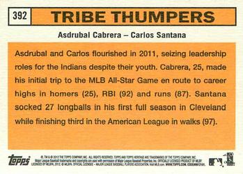 2012 Topps Heritage #392 Tribe Thumpers (Asdrubal Cabrera / Carlos Santana) Back