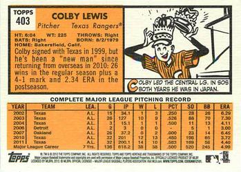 2012 Topps Heritage #403 Colby Lewis Back