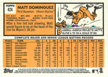 2012 Topps Heritage #424 Matt Dominguez Back