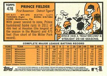 2012 Topps Heritage #476 Prince Fielder Back