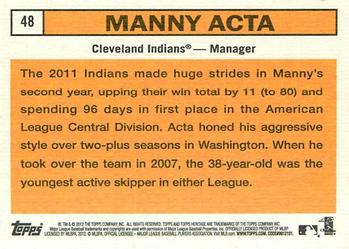 2012 Topps Heritage #48 Manny Acta Back