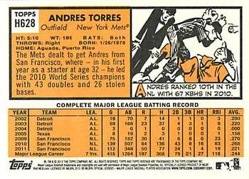 2012 Topps Heritage #H628 Andres Torres Back