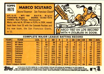 2012 Topps Heritage #H670 Marco Scutaro Back