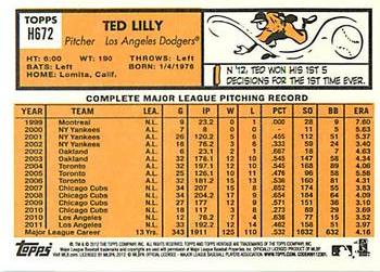 2012 Topps Heritage #H672 Ted Lilly Back