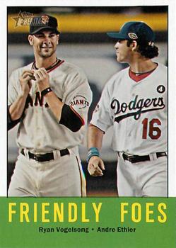 2012 Topps Heritage #68 Friendly Foes (Ryan Vogelsong / Andre Ethier) Front