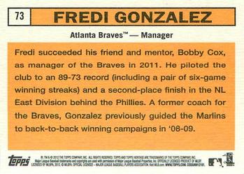 2012 Topps Heritage #73 Fredi Gonzalez Back