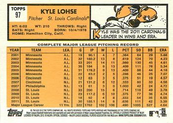 2012 Topps Heritage #97 Kyle Lohse Back