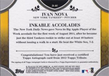 2012 Topps Tribute - Autographs Blue #TA-IN1 Ivan Nova Back