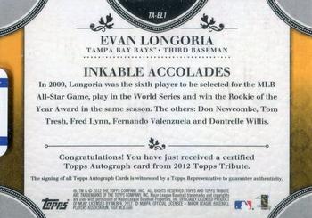 2012 Topps Tribute - Autographs Gold #TA-EL1 Evan Longoria Back