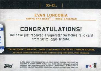 2012 Topps Tribute - Superstar Swatches Red #SS-EL Evan Longoria Back