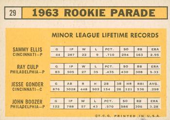 2012 Topps Heritage - 50th Anniversary Buybacks #29 1963 Rookie Stars (Sammy Ellis / Ray Culp / Jesse Gonder / John Boozer) Back