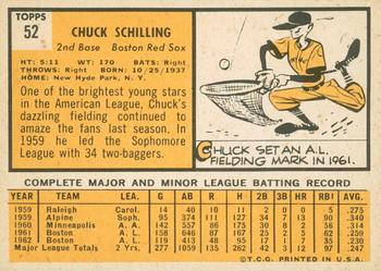 2012 Topps Heritage - 50th Anniversary Buybacks #52 Chuck Schilling Back