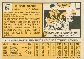 2012 Topps Heritage - 50th Anniversary Buybacks #157 Diego Segui Back