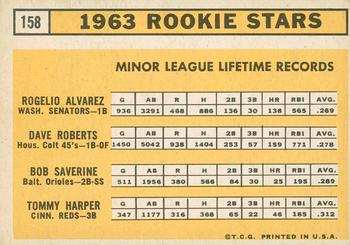 2012 Topps Heritage - 50th Anniversary Buybacks #158 1963 Rookie Stars (Rogelio Alvarez / Dave Roberts / Bob Saverine / Tommy Harper) Back