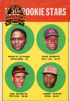 2012 Topps Heritage - 50th Anniversary Buybacks #158 1963 Rookie Stars (Rogelio Alvarez / Dave Roberts / Bob Saverine / Tommy Harper) Front