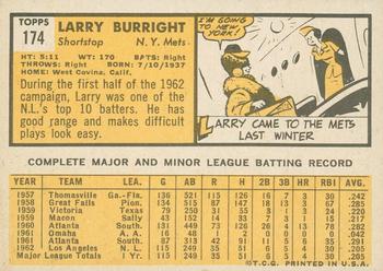 2012 Topps Heritage - 50th Anniversary Buybacks #174 Larry Burright Back
