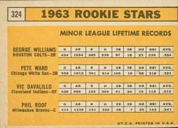 2012 Topps Heritage - 50th Anniversary Buybacks #324 1963 Rookie Stars (George Williams / Pete Ward / Vic Davalillo / Phil Roof) Back