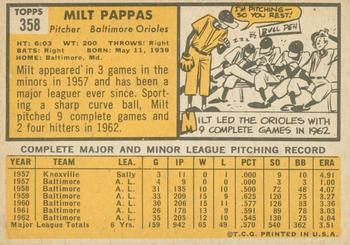 2012 Topps Heritage - 50th Anniversary Buybacks #358 Milt Pappas Back