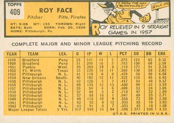 2012 Topps Heritage - 50th Anniversary Buybacks #409 Roy Face Back