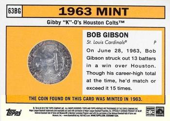 2012 Topps Heritage - 63 Mint #63BG Bob Gibson Back