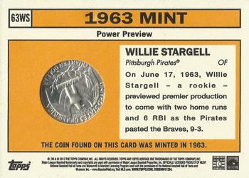 2012 Topps Heritage - 63 Mint #63WS Willie Stargell Back