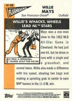2012 Topps Heritage - Baseball Flashbacks #BF-WM Willie Mays Back