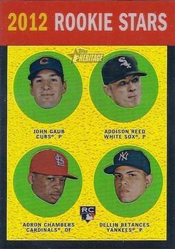 2012 Topps Heritage - Chrome Black Refractors #HP96 John Gaub / Addison Reed / Adron Chambers / Dellin Betances Front
