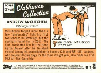 2012 Topps Heritage - Clubhouse Collection Relics #CCR-AM Andrew McCutchen Back