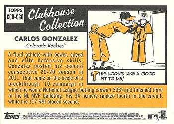 2012 Topps Heritage - Clubhouse Collection Relics #CCR-CGO Carlos Gonzalez Back