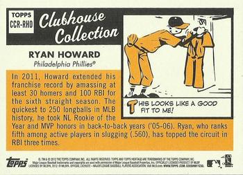 2012 Topps Heritage - Clubhouse Collection Relics #CCR-RHO Ryan Howard Back