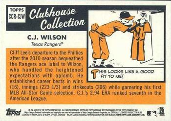 2012 Topps Heritage - Clubhouse Collection Relics #CCR-CJW C.J. Wilson Back