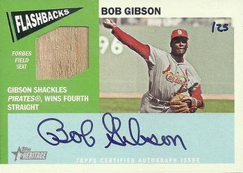 2012 Topps Heritage - Flashback Stadium Relic Autographs #BG Bob Gibson Front