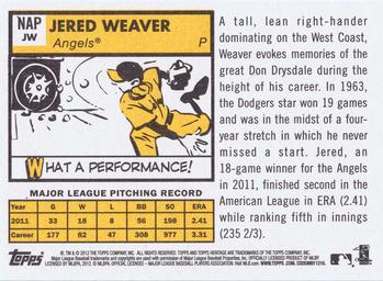 2012 Topps Heritage - New Age Performers #NAP-JW Jered Weaver Back