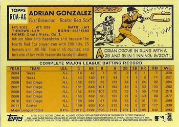 2012 Topps Heritage - Real One Autographs #ROA-AG Adrian Gonzalez Back