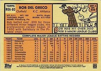 2012 Topps Heritage - Real One Autographs #ROA-BD Bobby Del Greco Back