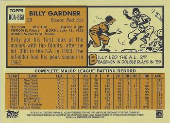 2012 Topps Heritage - Real One Autographs #ROA-BGA Billy Gardner Back