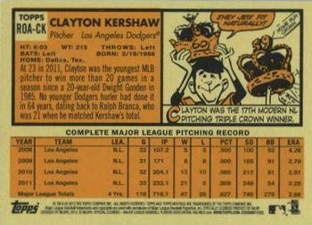 2012 Topps Heritage - Real One Autographs #ROA-CK Clayton Kershaw Back