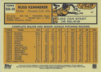2012 Topps Heritage - Real One Autographs #ROA-RK Russ Kemmerer Back